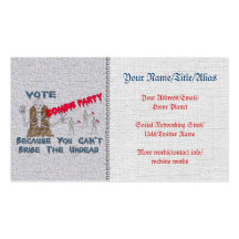 PARTIE DE ZOMBI DE VOTE MODÈLES DE CARTES DE VISITE