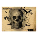 Partie grunge de Halloween de crâne Carton D'invitation