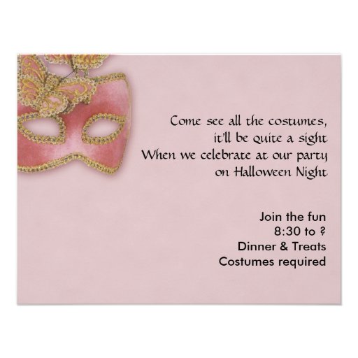 Partie rose de Halloween de masque de papillon Invitations Personnalisées