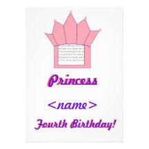 Party Einladung Prinzessin-Crown Fourth Birthday