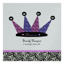 Party Einladungen Zebra-Prinzessin-Crown