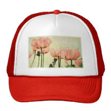 Pavots roses et remous floraux casquettes