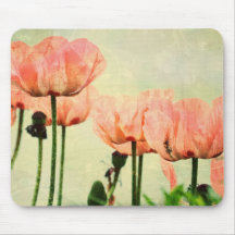 Pavots roses et remous floraux tapis de souris