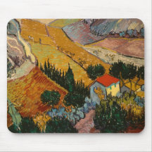 Paysage avec la Chambre et la charrue Tapis De Souris