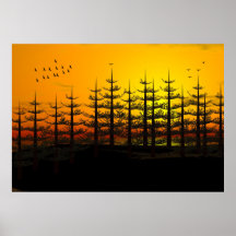 Paysage du nord à l'affiche de coucher du soleil