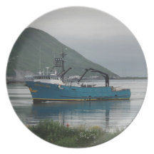 Pazifischer Sun, Krabben-Fischerboot im niederländ Teller