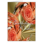 Peach Roses Whirl2-customize any occasion Greeting Cards