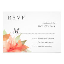 Pêche orange de luxe de RSVP florale Cartons D'invitation