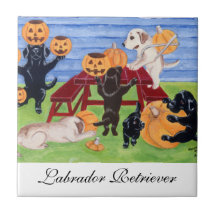 Peinture de Halloween Labradors Carreau