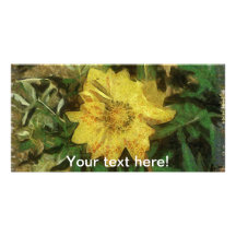 Peinture jaune de fleur photocartes