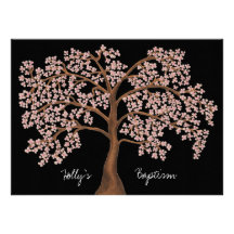 Peinture rose d'arbre de fleurs de cerisier de bap bristol personnalisé