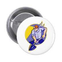 Pelle de creusement à masque du mineur rétro badge
