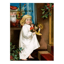 Père Noël à la fenêtre Carte Postale