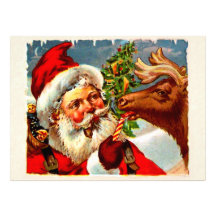 Père Noël avec le renne Faire-part