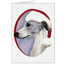 Père Noël bleu et blanc de Noël de whippet Carte De Vœux