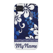 Personalisierte blaue Hawaii-Blumen Case-Mate iPhone 4 Hüllen