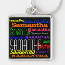 Personalisierte bunte Namenscollage Keychain Schlüsselanhänger