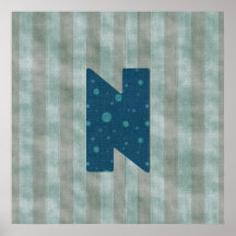 Personalisierter Monogramm-Kunst-Buchstabe N Plakat