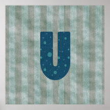 Personalisierter Monogramm-Kunst-Buchstabe U Poster
