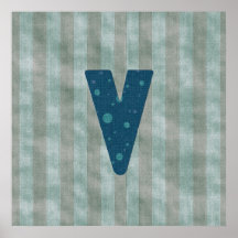 Personalisierter Monogramm-Kunst-Buchstabe V Plakatdruck