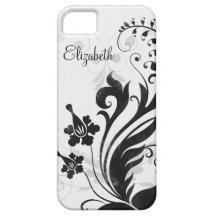 Personalisierter Schwarz-weißer BlumeniPhone 5 Kas iPhone 5 Hüllen