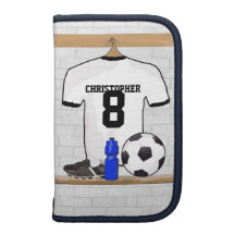 Personalisierter weißer und schwarzer Fußballfußba Planer