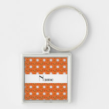Personalisiertes orange Baseballnamensmuster Schlüsselanhänger
