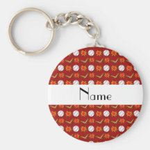 Personalisiertes rotes Baseballnamensmuster Schlüsselband