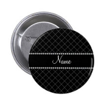 Personalisiertes schwarzes Namensgitterfeld Buttons