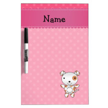 Personalized name dog pink polka dots dry erase board