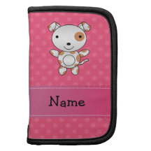 Personalized name dog pink polka dots folio planner