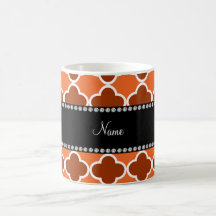 Personalized name Orange quatrefoil pattern Mug