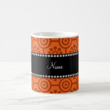 Personalized name Orange retro flowers and circles Coffee Mug