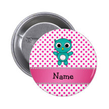 Personalized name turquoise owl pink stars