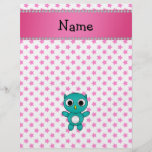 Personalized name turquoise owl pink stars flyer