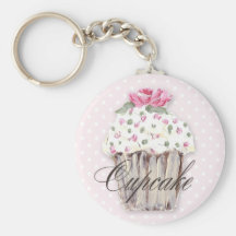 Petit gâteau attrayant sur Keychain rose Porte-clés