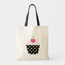 Petit gâteau noir et blanc Fourre-tout de cerise d Sacs En Toile