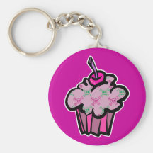petit gâteau punk rose d'os croisés de crâne porte-clefs