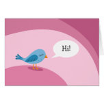 Petit oiseau bleu avec la bulle de la parole sur l cartes