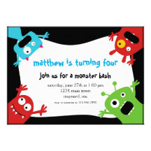 Petite invitation d'anniversaire de monstres