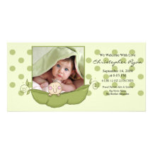 Petite naissance douce Annoucement de bébé de pois Cartes De Vœux Avec Photo