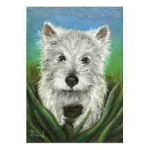 Peu de Westie jouant dans l'herbe Modèles De Cartes De Visite