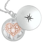 Pfirsich Jeweled Herz-SterlingsilberLocket Personalisierte Halskette