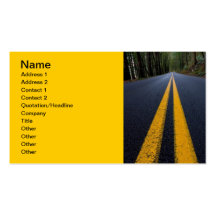PHOTO DE DÉPLACEMENT DE ROUTES À DEUX LIGNES JAUNE CARTES DE VISITE PERSONNELLES
