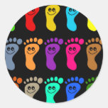 Pieds colorés autocollants ronds