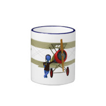 Pilote et biplan tasse