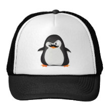 Pingouin blanc noir mignon et moustache drôle casquettes de camionneur