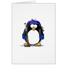 Pingouin d'hockey - bleu cartes