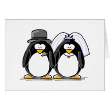 Pingouins de jeunes mariés cartes