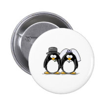 Pingouins de jeunes mariés pin's avec agrafe